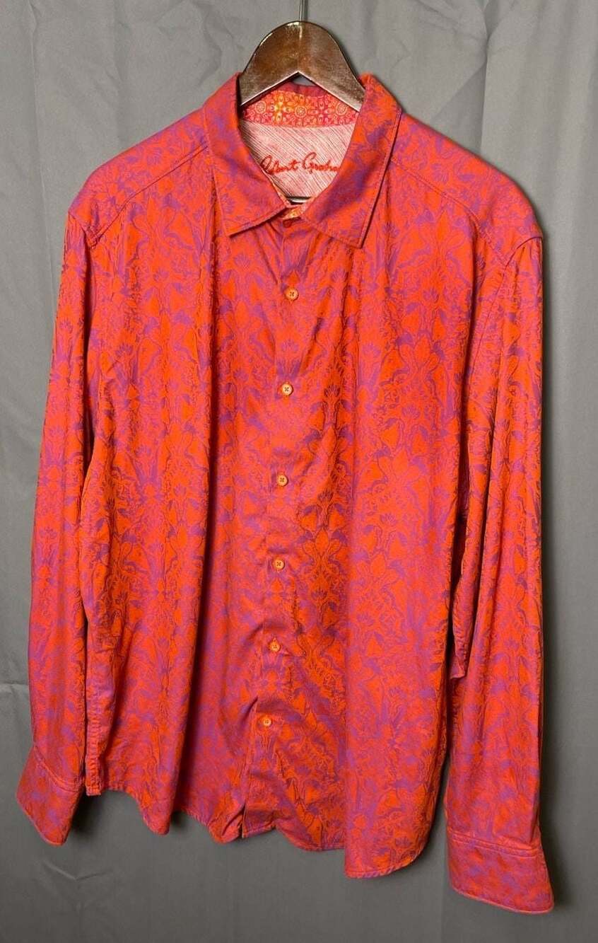 Robert Graham Knowledge Wisdom Truth Shirt Mens 2xl Coral Purple Floral LS